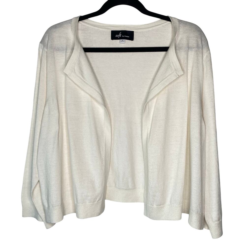 Soft by Naadam White Cotton Cashmere Blend Open Front Cardigan Size XL